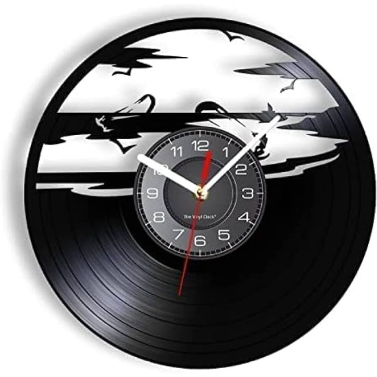 Record Serisi Siyah Lazer Kesim Mdf Duvar Saati